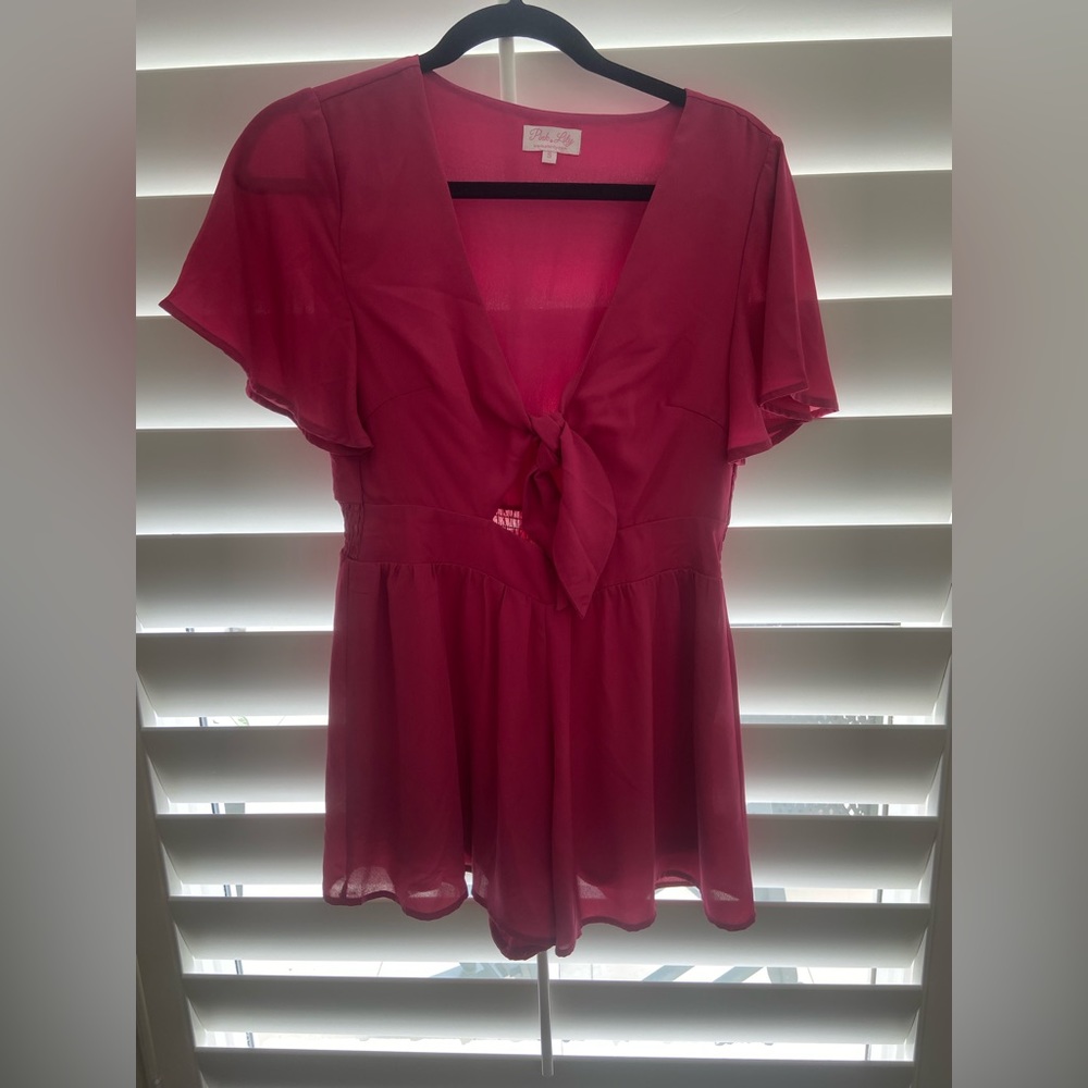 Pink Tie Front Romper